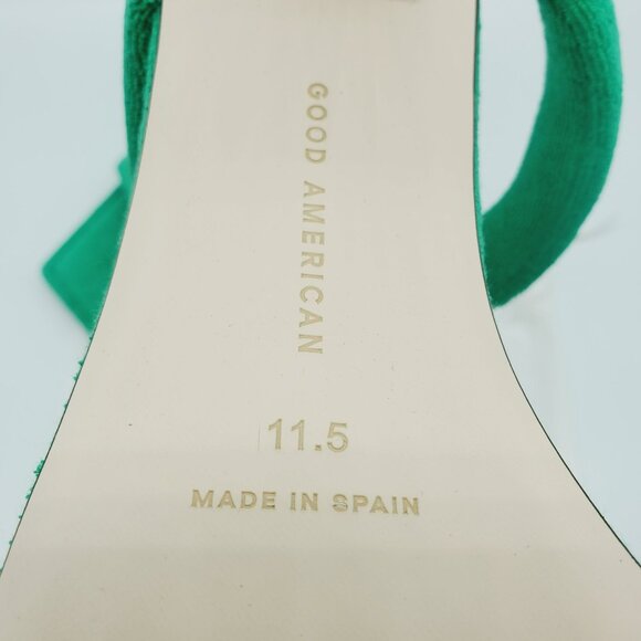 New Good American Size 11 1/2 NIB Terry Slip On High Heel Sandals Green - Picture 6 of 10